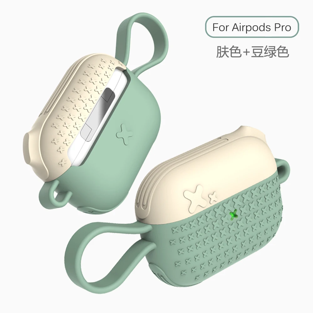 Мятного цвета Силиконовый чехол TyRoq для Apple AirPods Pro с брелком, идеально подходит для AirPods Pro, защитный чехол для AirPods 3, противоударный - Цвет: Мятного цвета
