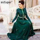 Зеленый мусульманский марокканский кафтан, платья для матери невесты, аппликация, Дубай, Саудовский костюм, костюм для матери с длинным рукавом