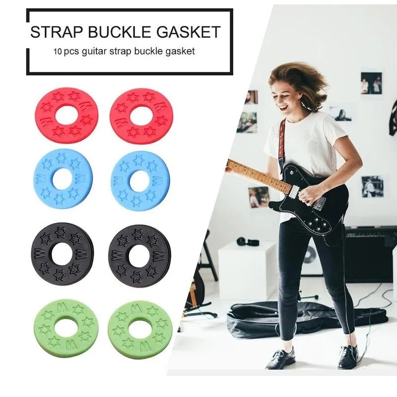 

10pcs Rubber Guitar Strap Locks Blocks Safety Lock Washer Gasket Electric Guitar Acoustic Bass Ukulele Professional Accessories