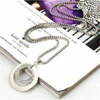 classic long chain women crystal rhinestone silver color pendant necklace trendy gift