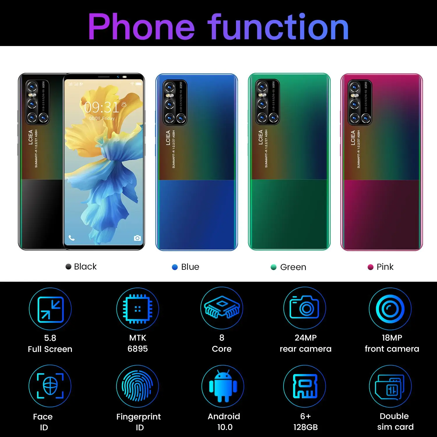 

V19mini 5,8 Inch 8 + 256 Andriod HD 18mp + 21MP 4500 /, sim