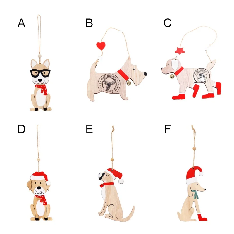Рождественская елка подвесная милая собака дизайн деревянные Рождественские