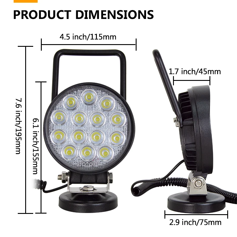 Автомобильный портативный светодиодный рабочий светильник 3 м Plug &amp Play 4 дюйма 27