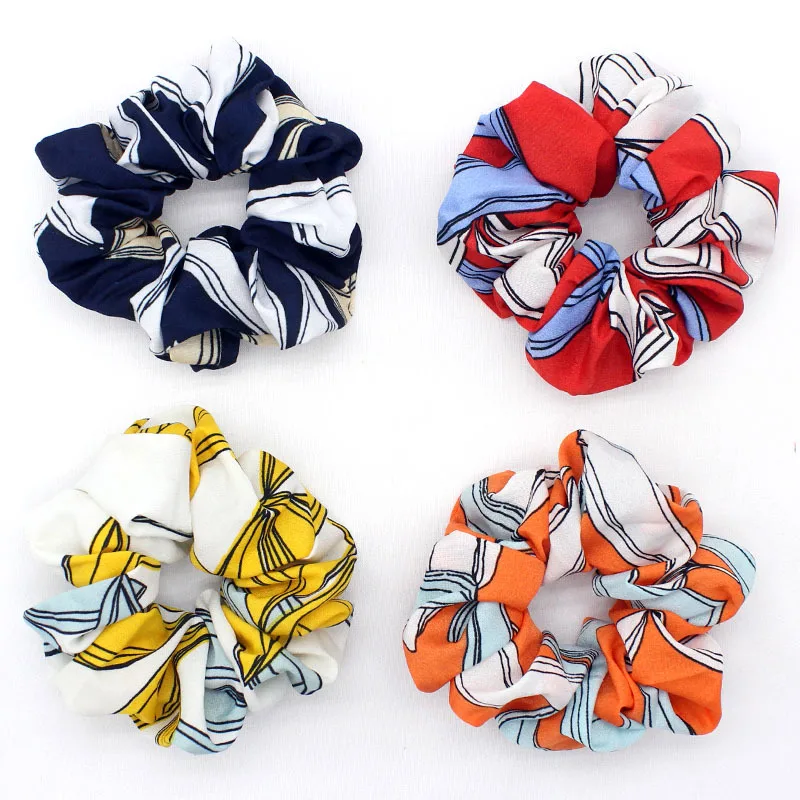 

4pcs Hot hair accessories cute girls cloth jewelry large intestine ring leaves hair ring high elastic hair rope