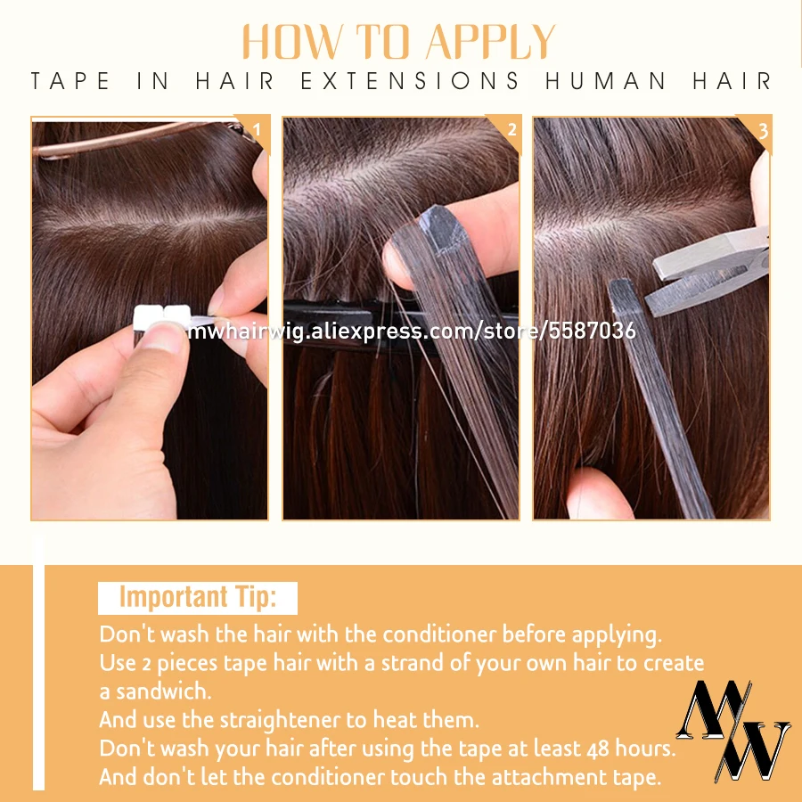 

MW Invisible Mini Tape In Human Hair Natural Straight Machine Remy Skin Weft Adhesive Black Brown Hair Extensions 12"-24" 40PCS