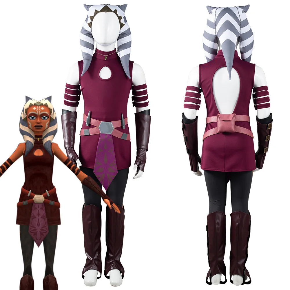 

The Clone Wars Ahsoka Tano Cosplay Costume Outfits Kids Children Halloween Carnival Suit