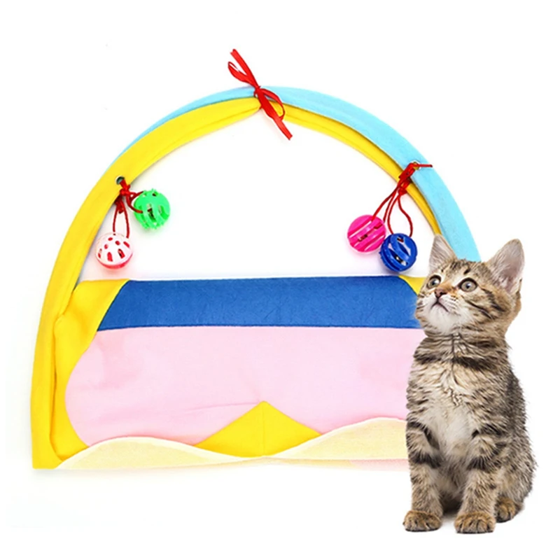 Pet Cat Toys Funny Tent with Hanging Ball Fold Bed Mat Exercise Activity Portable Supplies Indoors | Дом и сад