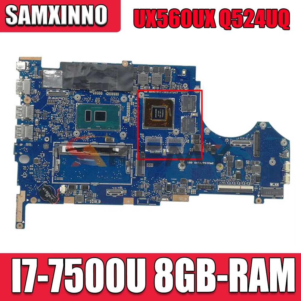 

60NB0C20-MB7110 For ASUS UX560U UX560UX Q524UQ Laptop Motherboard REV.2.0 W/ I7-7500U 8GB-RAM N16S-GT1-KA-A2 100% Tested Working