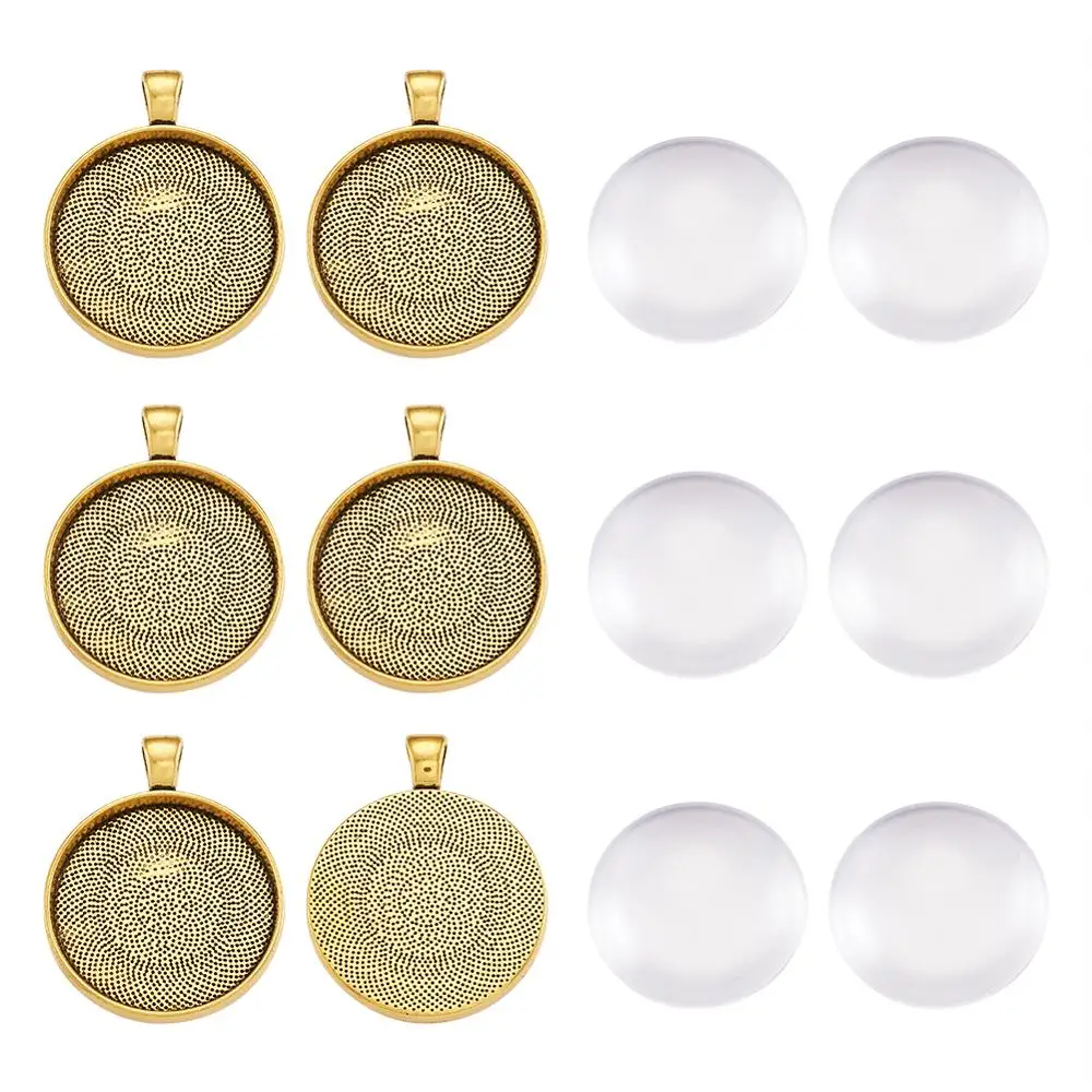 5 наборов прозрачного круглого стекла Настройки камеи кабошона база 30 мм золотой