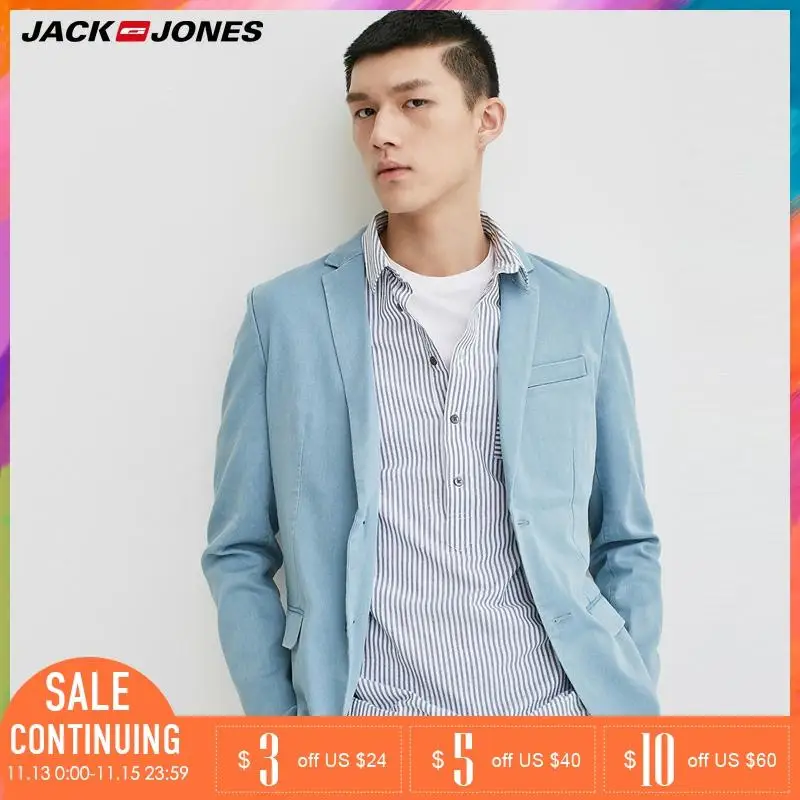 Jack Jones Бренд 2018 Новинка мужский пиджак 30% хлопок нательный фасон два пуговицы