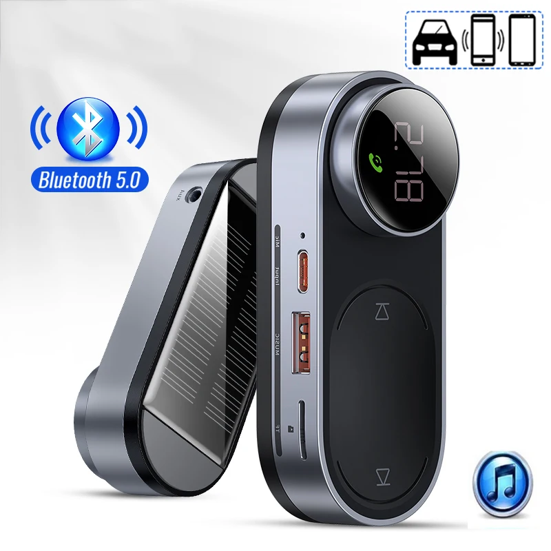 

Беспроводной автомобильный FM-трансмиттер на солнечной батарее с Bluetooth 5,0
