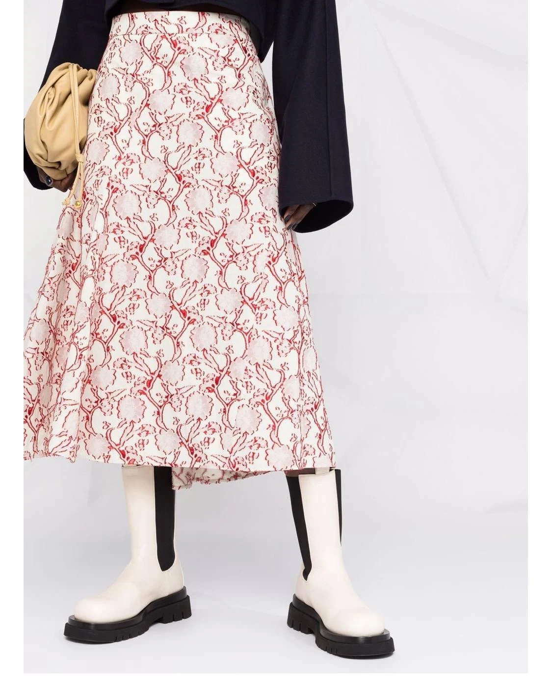 

2021 Autumn High Quality Floral Print Skirt Woman Skirts