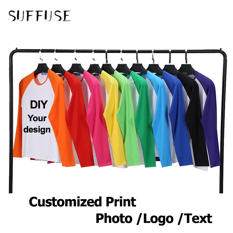 Футболка с длинными рукавами реглан принтом по индивидуальному заказу футболка