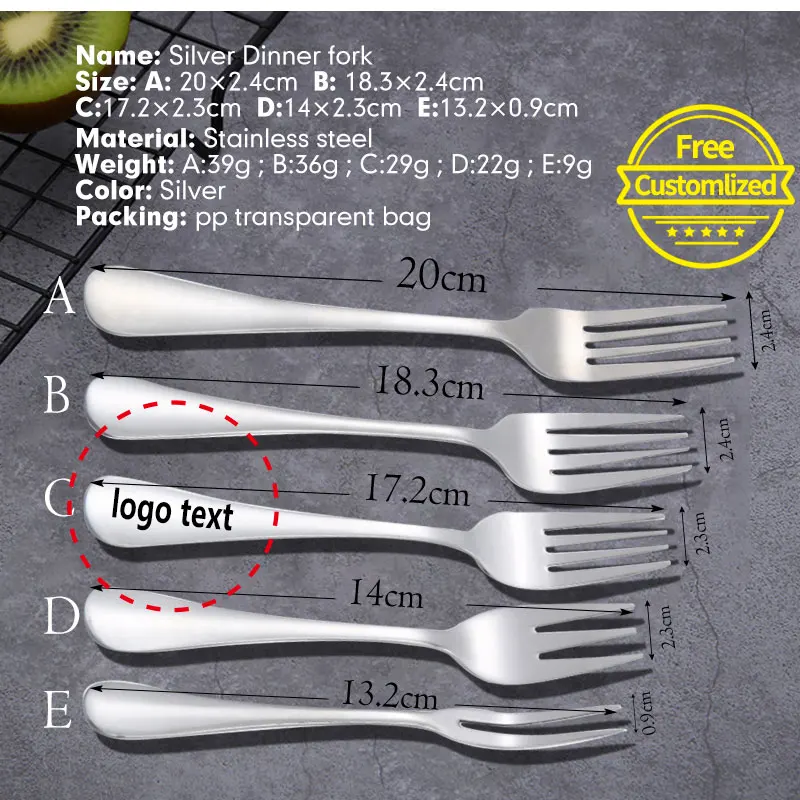 Бесплатная индивидуальная нержавеющая пищевая вилка для фруктов в западном