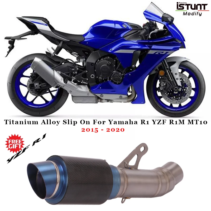 

Выхлопная труба для мотоцикла, Модифицированная, из титанового сплава, среднее звено, глушитель из углеродного волокна для Yamaha r1 YZF R1M MT10 ...