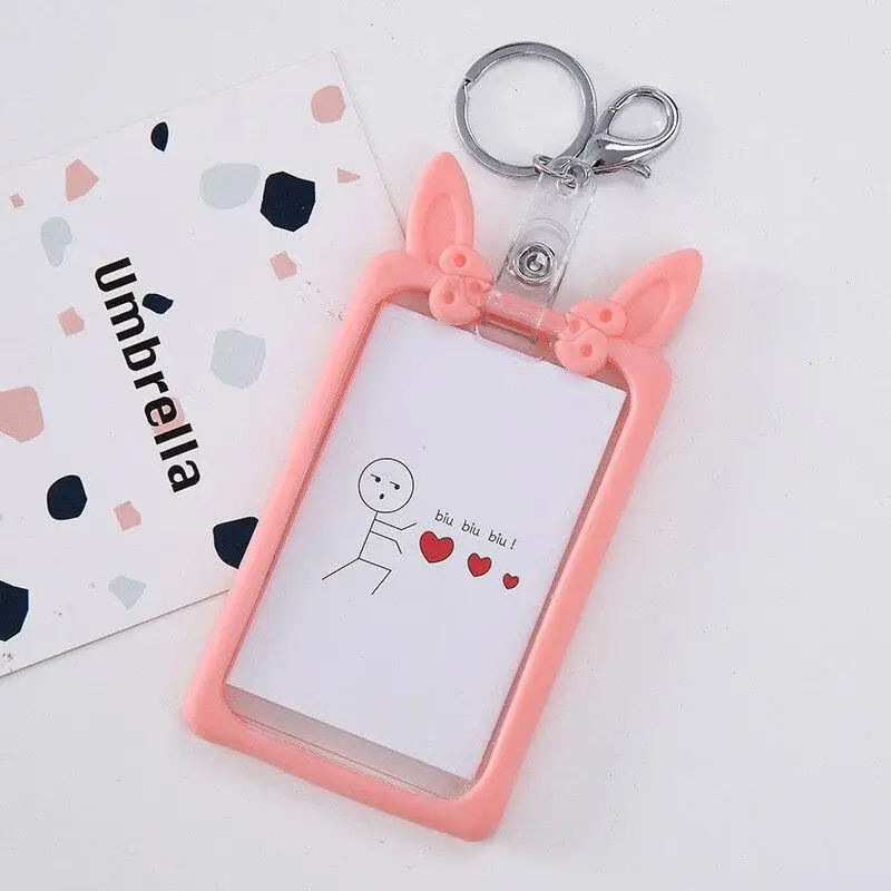 

Cute Retractable Badge Reel With Horizontal Style ID Business Card Work Card Badge Holder Office Supplies