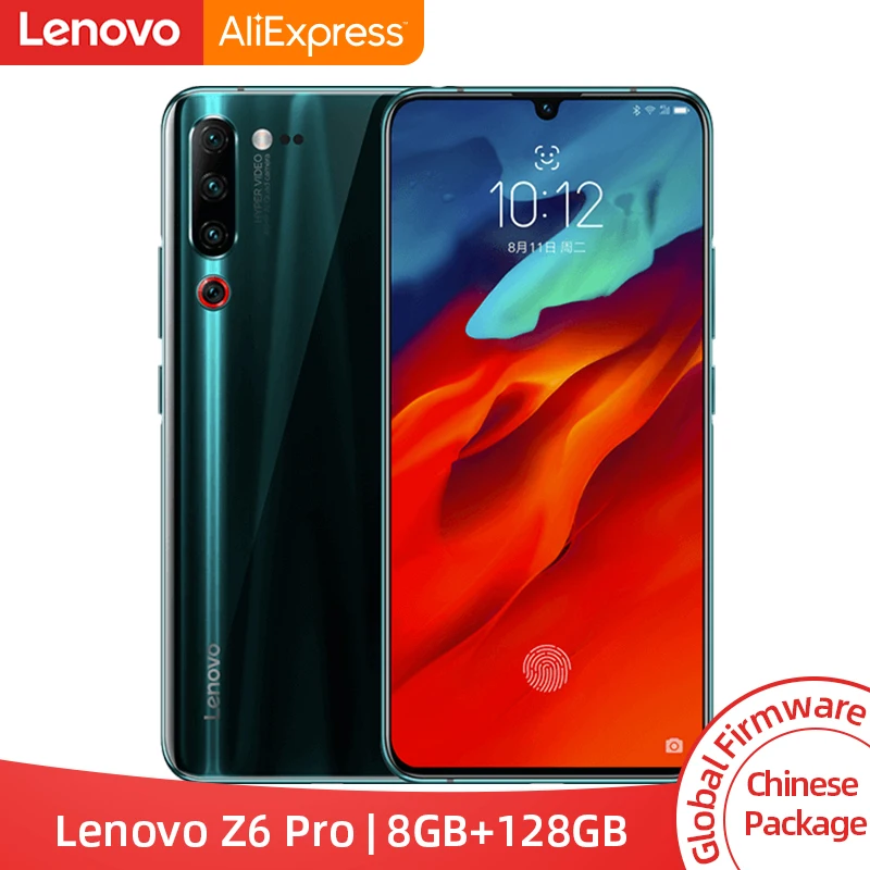 Lenovo Z6 Pro с глобальной прошивкой, 8 ГБ, 128 ГБ, 256 ГБ, восьмиядерный смартфон Snapdragon 855, FHD дисплей 6,39 дюйма, задняя камера 48 МП, четыре камеры