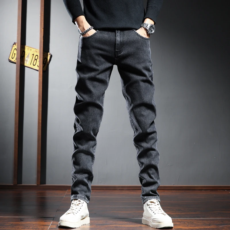 Autumn New Mens Black Jeans Men Fashion Spliced Jean Streetwear Casual Male Harem Pants Regular Drawstring Denim Trousers