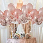 Серия розово-золотого цвета 18-дюймовый Круглый фольгированный шар в форме сердца со звездой, 12-дюймовый латексный шар с конфетти для украшения свадьбы, дня рождения, годовщины