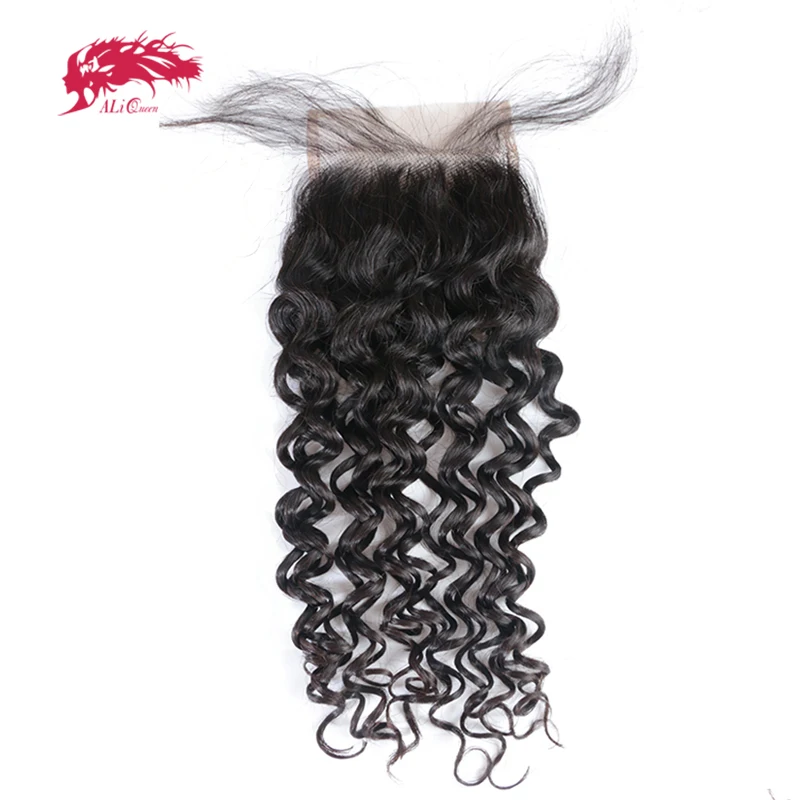 

Virgin Water Wave Closure Free Part Lace Closure Ali Queen Hair One Cut 4 x 4 Brazilian Lace Closure Human Hair Natural Black