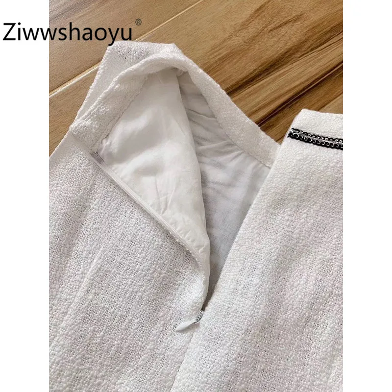 Ziwwshaoyu модное осенне-зимнее хлопковое платье с вышивкой животных Женское шерстяное платье с твидовым сетчатым подкладом мини-платья