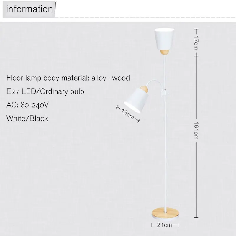 Купить Нордический деревянный торшер, простой E27 светодиодный кованый железный индивидуальный вертикальный Регулируемый Торшер для гостиной, спа...
