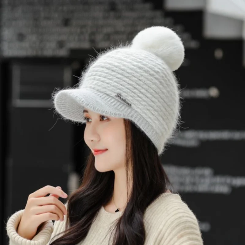 Женская зимняя шапка и шарф теплый толстый вязаный шерстяные шапки бейсболки для