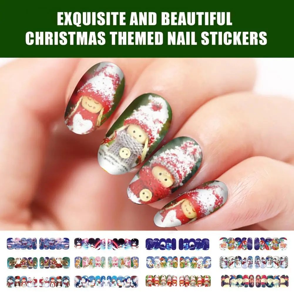 

12 шт., декоративная наклейка-слайдер с рисунком Санта-Клауса, лося, снеговика