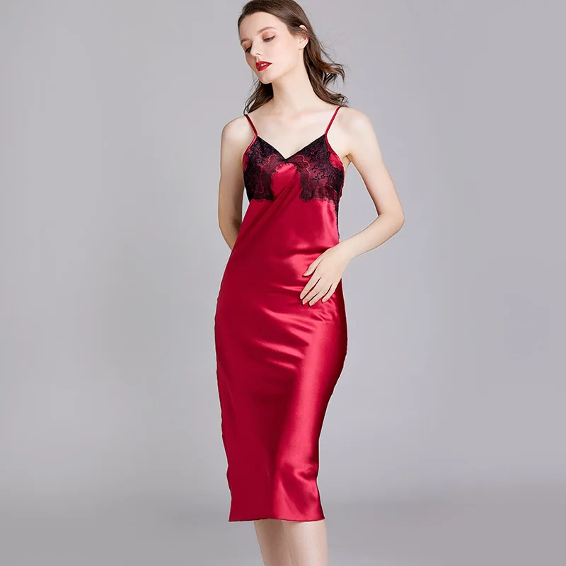 Кружевные ночные рубашки с V-образным вырезом длинная ночная рубашка женская