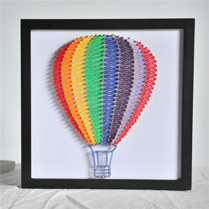 

Wood Craft Pin String Art Kits Hot Air Balloon For DIY Handmade Craft Materials Accessories Winding Drawing Package Set 30x30cm