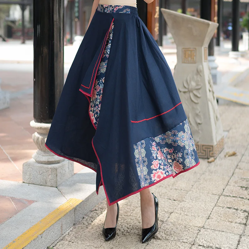 Женская винтажная Свободная юбка в стиле бохо длинная Этническая макси с