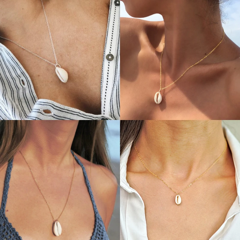 Гламурное ожерелье с подвеской из натурального ракушки для женщин и девочек