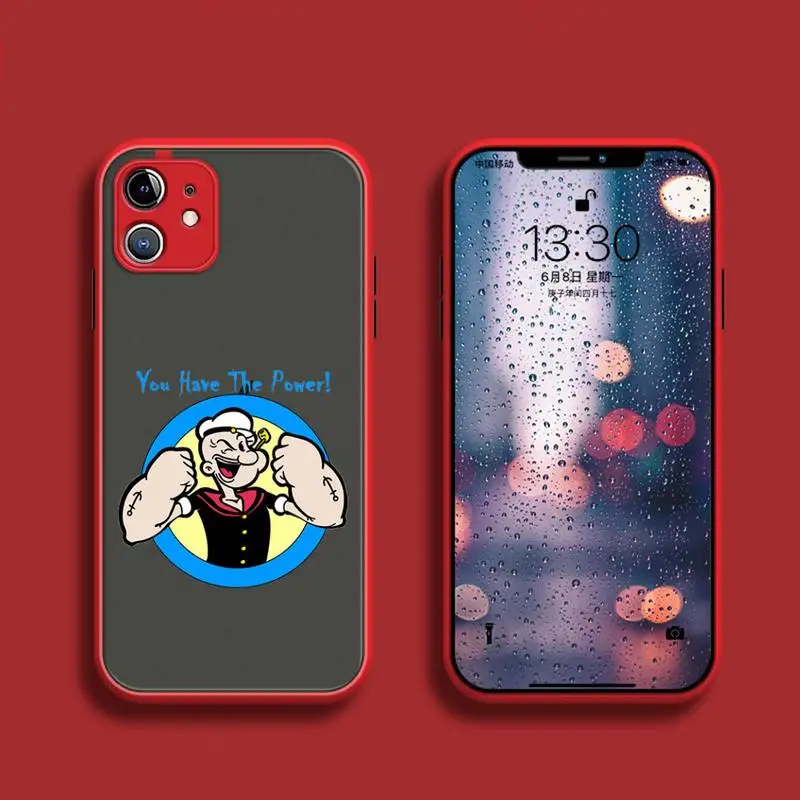 

Popeye The Sailor Phone Case For iPhone 12 11 Mini Pro XR XS Max 7 8 Plus X Matte transparent White Cover