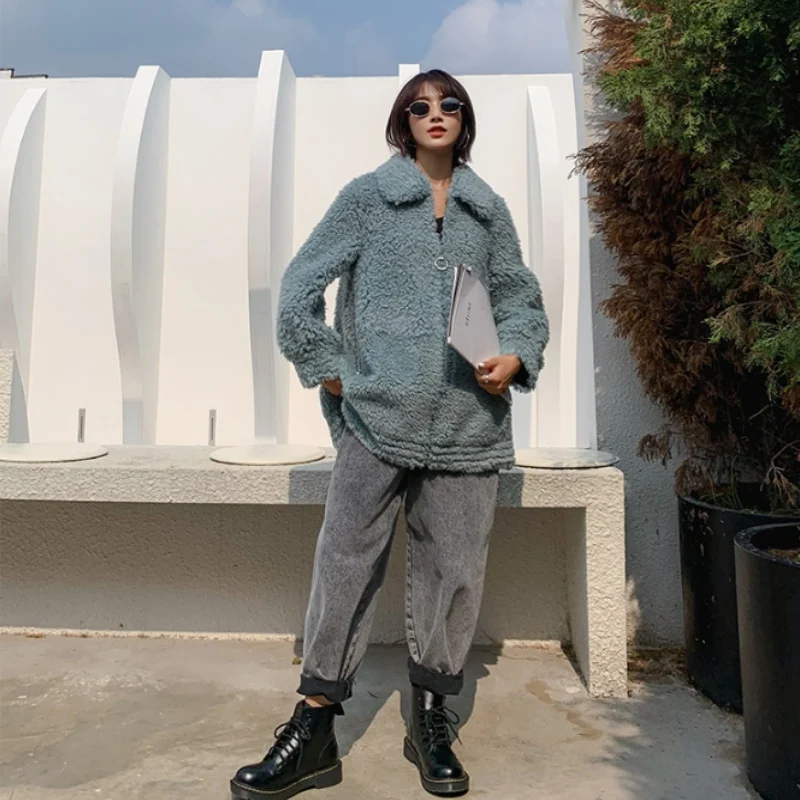 Ptslan 2020 женское Новое модное пальто из натуральной шерсти с натуральным овечьим