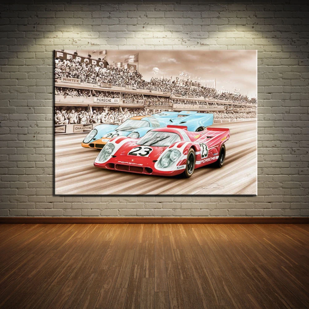 Картина на холсте 24-часовой Le Man гоночный автомобиль постер декор принт настенная