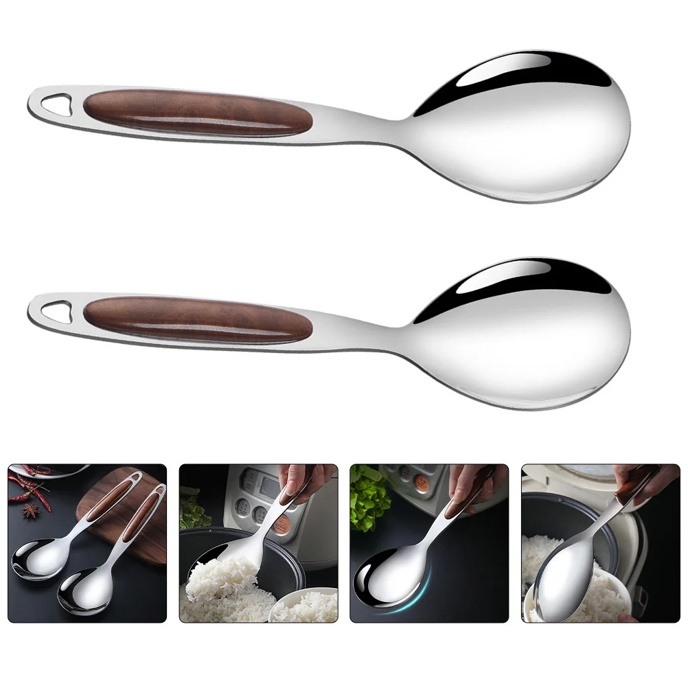 

2Pcs Stainless Steel Public Spoons Convenient Food Serving Spoons (Coffee)