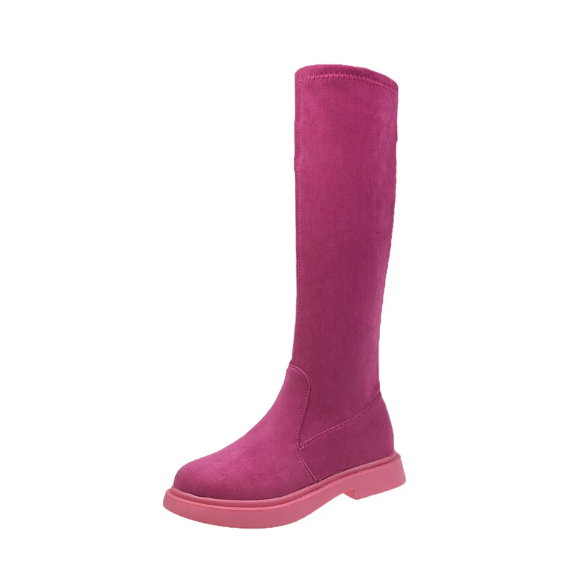 Pink Новинка года; замшевые зимние сапоги; Модные женские резиновые сапоги на платформе; Цвет зеленый, розовый; сапоги до колена без застежки; женские сапоги коричневого, черного цвета - Цвет: Pink