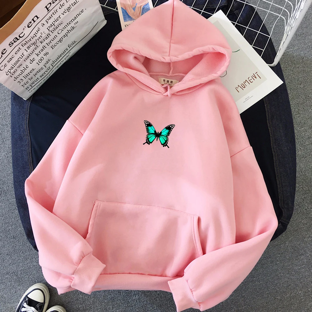 

Winter Oversized butterfly purple Hoodies Women Sweatshirts Harajuku Butterfly Print Hooded Aesthetic Hoodie Spring Streetwear