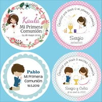100 pieces 3 7cm custom personalized boy girl first communion stickers first holy communion favor labels baptism