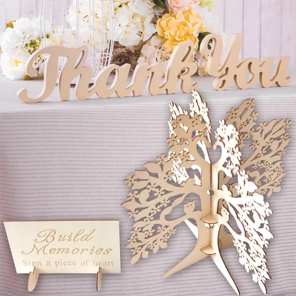 Деревянный кулон в форме сердца Висячие дерево гость книга форма Свадебный Гость