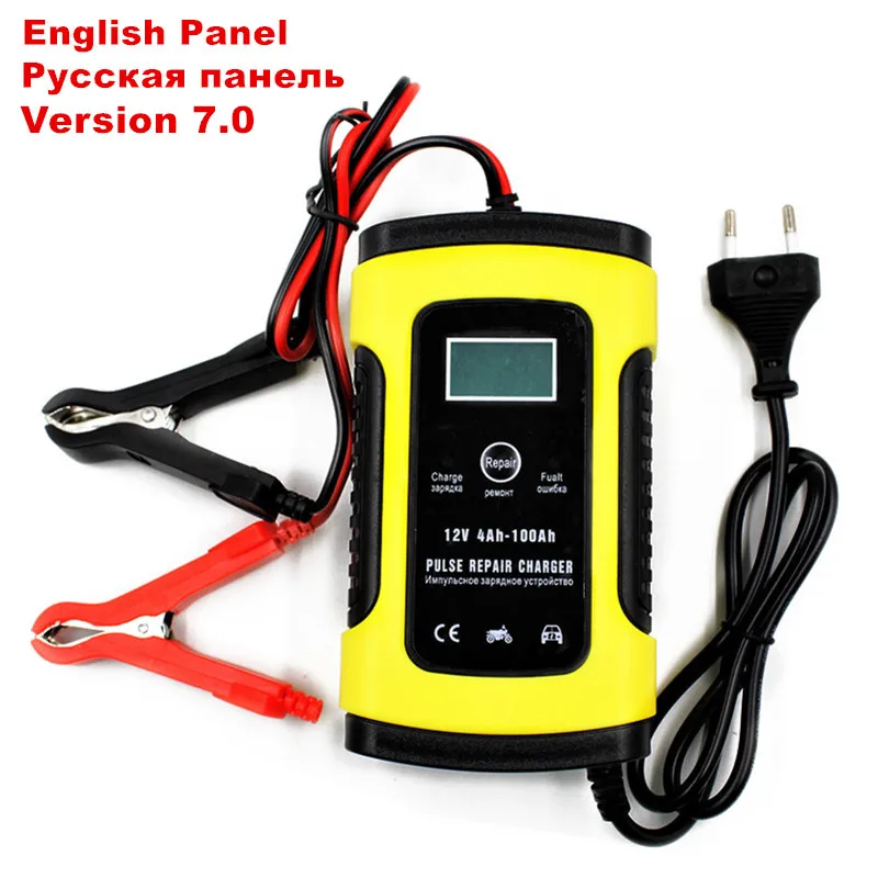Only Charger Автоматический Смарт 12V автомобиль Батарея Зарядное устройство 5A с ЖК-дисплей Дисплей с авто ремонт импульса Функция для AGM гель мокрый свинцово-кислотный русский - Цвет: Only Charger