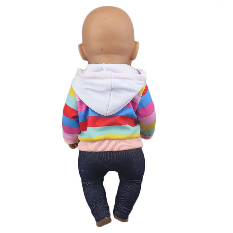 

2021 Lovely rainbow suits Fit For 43cm Baby Doll 17 Inch Reborn Baby Doll Clothes