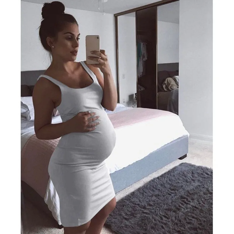 Платье для беременных без рукавов с V образным вырезом|Платья| |