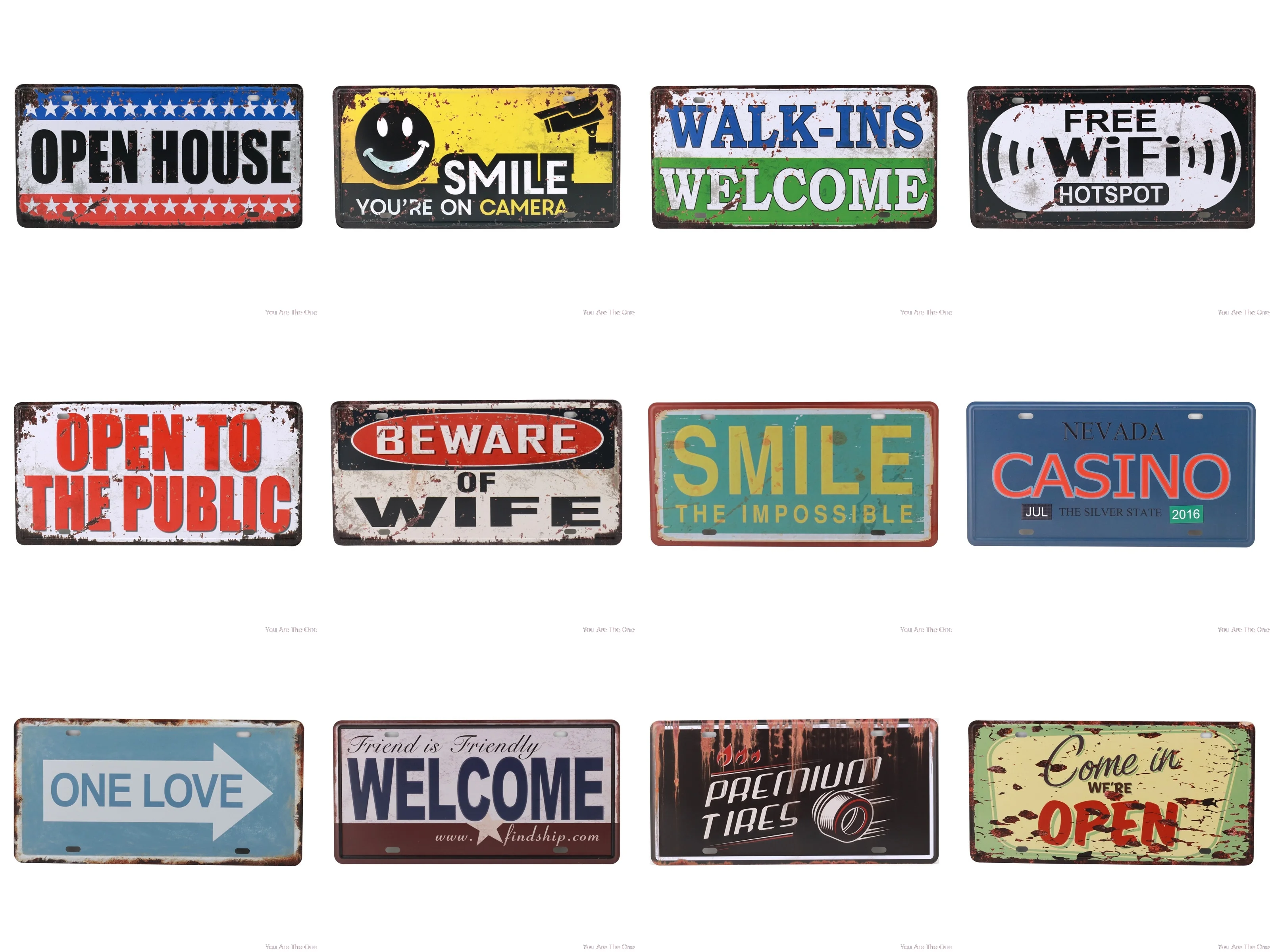 Потертый из металла наклейки в ретро стиле с открытым дом для публики один со