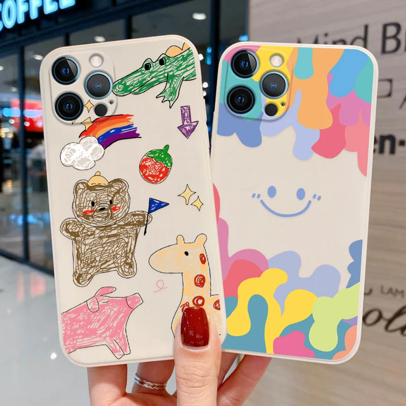 Cases For iPhone 11 Case Silicone Covers Iphone 14 13 12 Pro Max XR SE 2022 7 8 Plus X XS Max 14pro Len Protection Funda Coque