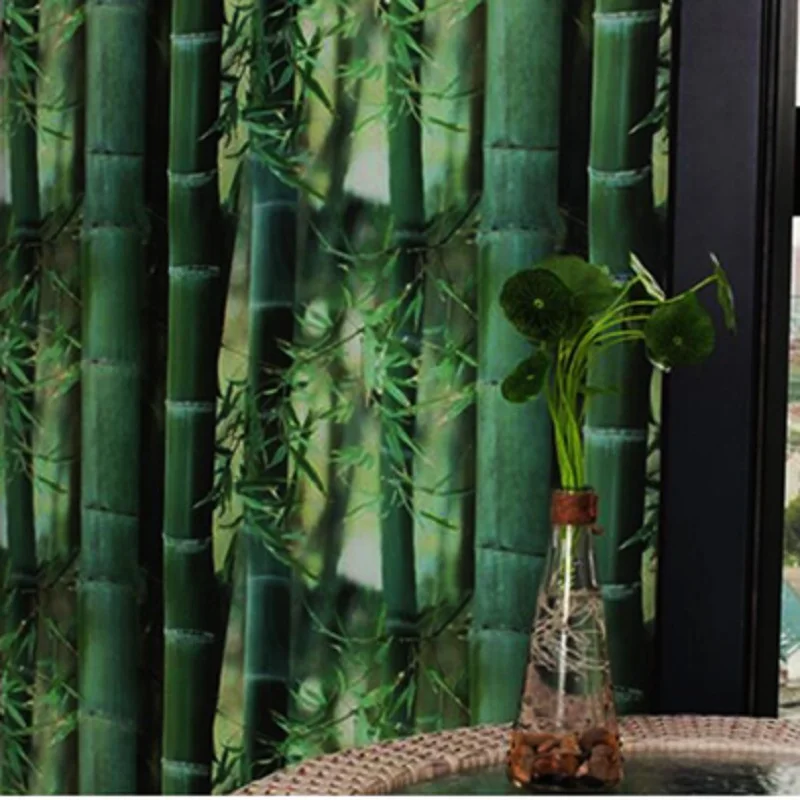 Зеленая бамбуковая стеклянная наклейка статическая липкая термоизоляция защита