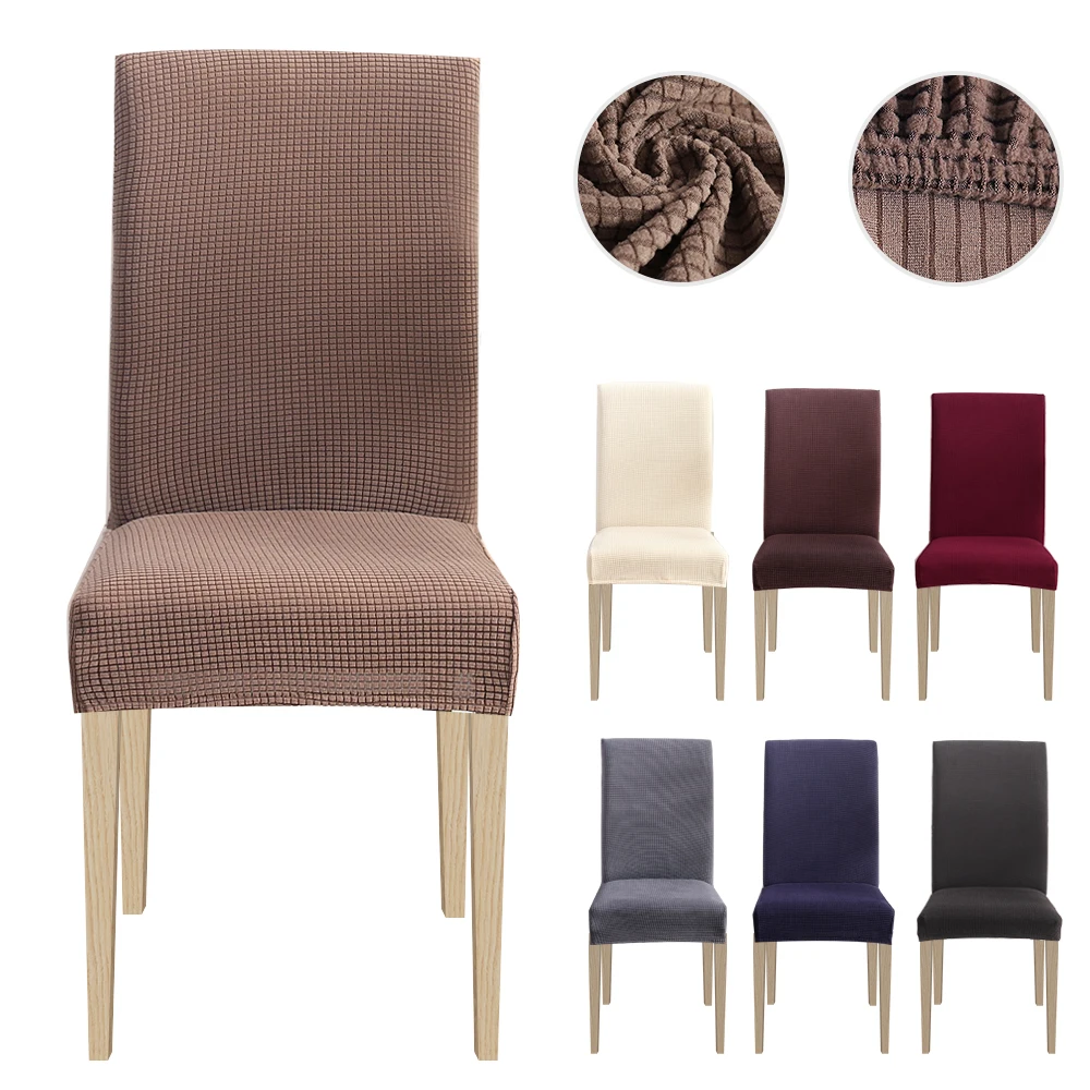 

1/4/6pcs Jacquard Chair Dining Cover Spandex Elastic Slipcover Case Kitchen Stretch Covers for Chairs Seat Banquet Protector