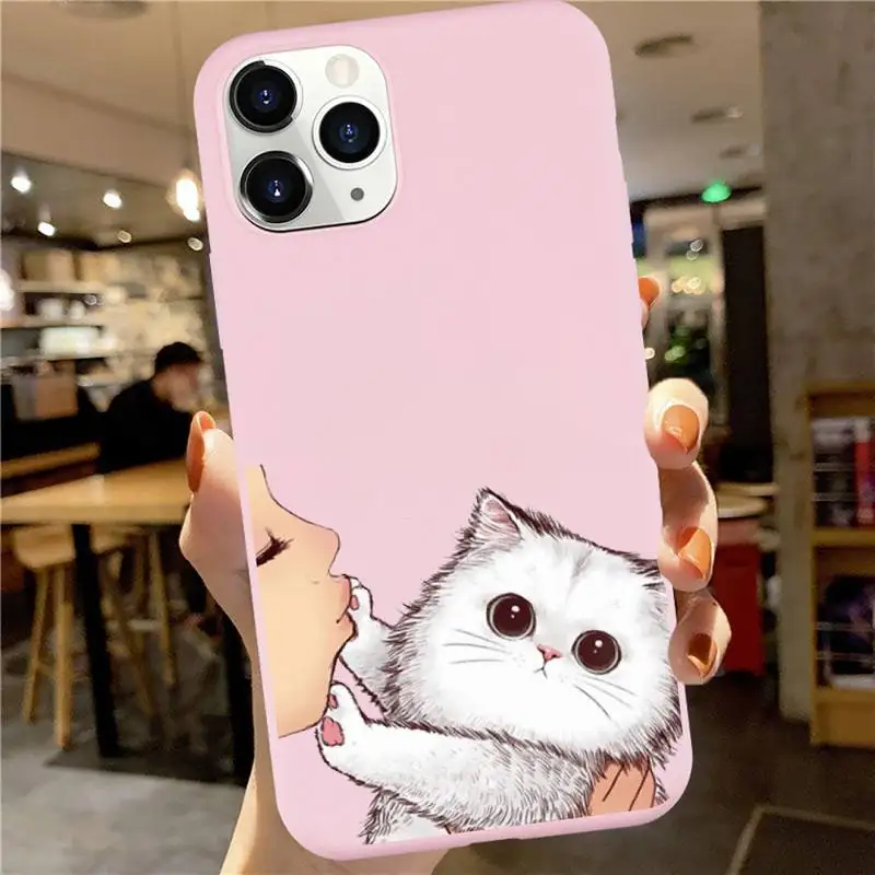 

Don't kiss My Cat cute cat Phone Case Candy Color for iPhone 6 7 8 11 12 s mini pro X XS XR MAX Plus