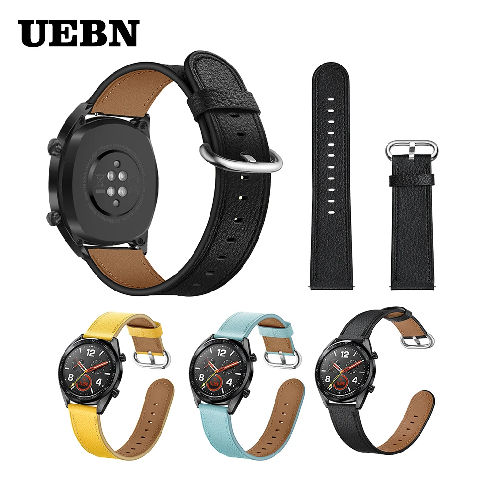 

UEBN 22mm Leather Bracelet for HUAWEI Watch GT 2 46mm Wrist strap HONOR Magic for Samsung Gear S3 Classic&Frontier Watchbands