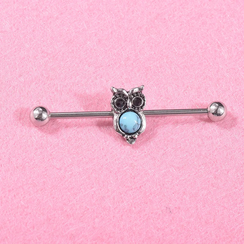 1 шт. модные серебряные серьги в виде совы Промышленные Штанги штанги для